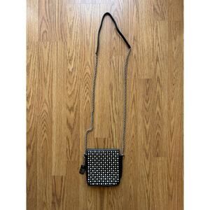 Leather Studded Crossbody w/ Chain Strap